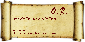 Orián Richárd névjegykártya